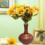 Xmas or Thanks Giving Day Present Handmade 8 Inch Wooden Flower Vase Pot Shape with Carving Work Flo