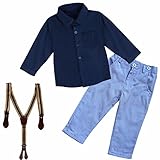 (フィーショー)FEESHOW ベビー ボーイズ ロンパース 冠婚葬祭 おしゃれ フォーマルスーツ タキシード おしゃれ着 洋服 上下２点セット ベビーＴシャツ ブルー 120（4-5歳）