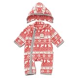 (チャックル) chuckle *ボンシュシュ*ノルディックフリースフード付き防寒カバーオール レッド 80cm P2917-80-21
