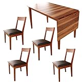 木製ダイニング5点セット 伸長式ダイニングテーブル+木製ダイニンングチェア4脚 伸長式ダイニングセット