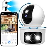 防犯カメラ 室内 ペットカメラ 監視カメラ 上500万+下500万画素デュアルカメラ・5G 2.4GHz WiFi対応 デュアル