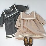 【RIRORA】コーデュロイセーラーカラーワンピース［グレー/ピンク］女の子・一番かわいい服・秋/冬新作・誰よりもおしゃれに・ベビーファッション (S, ピンク)