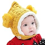 AStorePlusベビー冬暖かい帽子、kidscold Weather Elfinスタイルニットフリース裏地Earflap Hat For Baby Boys Girls カラー: イエロー