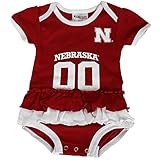 Nebraska Cornhuskers公式NCAAツートンカラーOnesie w / ruffled bottomつなぎ3 – 6 M by Glitterギア