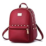 Hydne GirlレディースファッショナブルGentlewomanly大容量リベットバックパック肩バッグ レッド
