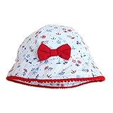 LeafIn ベビー 帽子 子供用 キッズハット 傘柄 リボン 紫外線対策 UVcut帽子 綿クロッシェ サファリハット チューリップハット ひも付き (頭囲48cm, ホワイト)