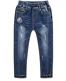 [FERE8890] ボーイズ ジーンズ 色落ち デニムパンツ アイコン 児童 キッズ用 秋着 男の子 通学 旅行用 4～13歳 ハンサム ダークブルー 130# 適合身長約125～130CM