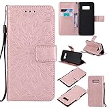 Samsung Galaxy S8 ケース 高品質 PU手帳型 耐摩擦 全面保護ケース カード収納 スタンド機能 財布型 Samsung Galaxy S8 用 ケース (P8 ゴールドローズ)