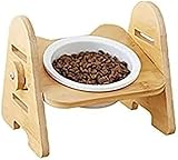 [tr nd]猫犬食器ペットボウル台 フードボウルネコボウルねこエサ入れ 滑り止め 皿スタンド ねこ給食 小型犬セラミックフード用スタンド高度調整竹製 ねこ ご飯台 陶製 フードボウル ダブル 餌入れ (1つのボウル)