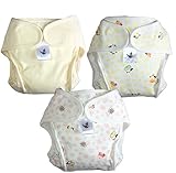 Amoroso　かわいい　防水　おむつカバー　やわらかコットン　綿素材　3枚組 セット(ピンク系,S,新生児)