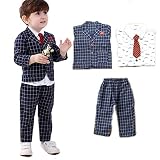 キッズ ベビー 卒業式 スーツ 3点セット「ジャケット/ズボン/シャツ」男の子 フォーマル 入園式 スーツ ボーイズ タキシード風 お宮参り 七五三 節句 スーツ (80cm)