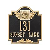 正方形モノグラム標準壁複線アドレスPlaque – ブラック/ゴールド