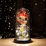 フラワーギフトLechin 24Kゴールドローズ バラ 枯れない花 金メッキローズ 造花 LEDライト付き電池式