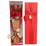 Funpa　ソープフラワー　カーネーション　造花　石鹸花　枯れない　ギフトボックス付き　父の日　母の日　先生の日　転居　定職　退職　記念日　誕生日　プレゼント　全4色 (赤)