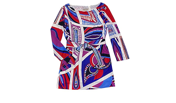 憧れ Pucciチュニックワンピース 青 赤 42 新品エミリオプッチemilio ミニワンピース Www Moddaker Com