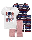 カーターズ Carter's パジャマ キッズ子供服 半袖 綿リブ100% 4点セット 4-Piece Snug Fit Cotton PJs 5T (105-112cm)