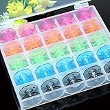 Dagly(TM) 25Pcs空のプラスチックボビンスプールニードルワークアクセサリーミシンツールで25グリッドをクリア収納ケース
