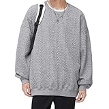 [YIMANIE] トレーナー メンズ 春服 クールネック メンズ トレーナー 長袖 ケーブル柄 おしゃれ スウェット ワッフル プルオーバ