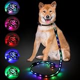 Sazuik 犬 リード 光る 12つ発光モード 散歩 ライト 多色発光 ペット ライト付きリード 1.5m USB充電式 LED 高い視認性 安全対策 猫 小型・中型・ 大型犬