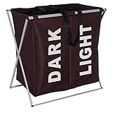 Wenko 折りたたみランドリーバスケット デュオ ブラウン