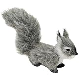 Happyyami シミュレーション リス ぬいぐるみ リス ぬいぐるみ リス かわいい 動物 オーナメント リス 置物 家庭用 テーブル 庭 シーン 小道具 (グレー)