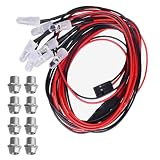 GTIWUNG 1個 8 LED RCカーライト RC LEDライト ヘッドライトテールライトセットLEDライト1/10 RCモデルカートラック 5mm直径 快適簡単 低消費電力 RCカー用LEDヘッドライト RC車用アクセサリー （4Led 白 5mmと4 Led 赤 5mm）