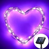 ソーラー イルミネーションライト12m 100個LED, Sevjoy LED飾りライトクリスマス ハロウィン パーティー　誕生日 結婚式 庭 広場 街路樹(暖かい紫)