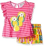 Rare Editions Little Girls' Sandal Print Casual Short Set Fuchsia 4T [並行輸入品]