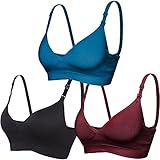 CooShco　3枚パック　BAOMOSI レディース　シームレス　授乳マタニティ　ブラ　プッシュアップ　快適睡眠　ブラレット US サイズ: L カラー: ブルー
