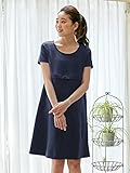 Angeliebe エンジェリーベ マタニティ ワンピース 授乳口付き ポンチ 切替 Aライン ワンピ 妊婦服 （LOVE MIC） 産前 産後 半袖 お宮参り M ネイビー 21852 218522