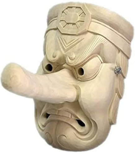 Amazon.co.jp: 楠面 天狗面（鼻上） 木彫り お面 壁掛け用