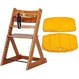 木製ハイチェア チェリーブラウン オレンジクッションセット