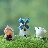 Generic 3Pcs/lot sheep house windmill ornament fairy garden miniatures gnome moss terrarium kawaii r