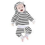 ベビー服　キッズ　赤ちゃん　幼児　フード付き　上着　ズボン　2点セット　ロングパンツ　ストライプ　可愛い　女の子　男の子　綿　長袖 (100, B)