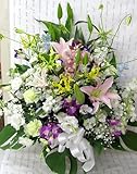 花由 お供え生花アレンジ ユリ入りLLサイズ たて長 色おまかせ【日時指定便】 【フラワーアレンジメント アレンジメントフラワー 生花 お供え 花 枕花 お悔やみ お供え花 供花】