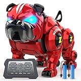 Lterfear ロボット犬 子供用 リモコンロボット 充電式 プログラミング スタントロボ 犬 歌う ダンス タッチ機能付き ロボット犬 おもちゃ 男の子 5 6 7 8 9 10歳以上 誕生日プレゼント、レッド