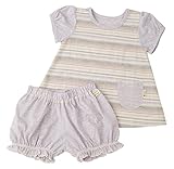 優雅 yuga☆【箱入り】「パフスリーブ・チュニック 80cm +ショートパンツ・ブルマ 80cm 2点セット  パープル」  オーガニックコットン100%   ベビー 服  女の子  Tシャツ パン