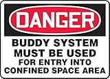 Accuform MCSP103VA Aluminum Sign Legend DANGER BUDDY SYSTEM MUST BE USED FOR ENTRY INTO CONFINED SPA