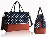 【ノーブランド品】 多機能 マザーズバッグ 斜めがけok 内部ポケット ドット 収納便利なポーチ付(レッド)