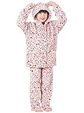 【5074146 ピンク140cm】 あったか！なめらかニューマイヤー素材　ヒョウ耳フード付き着ぐるみパジャマ
