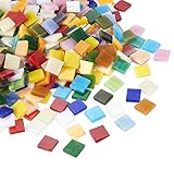 Juvaleモザイクタイル – 1000-packガラスモザイクアートプロジェクトピースホーム装飾クラフトSupplies、DIY、正方形形状、マルチカラー、0.38 X 0.38 X 0.1 CM