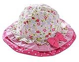 (ビグッド)Bigood キッズ つば広い 帽子 サファリハット 女の子 子供 赤ちゃん キュート 花柄 コットンキャップ 子供サンバイザー 保育園 日焼け止め リボン付き（46cm）