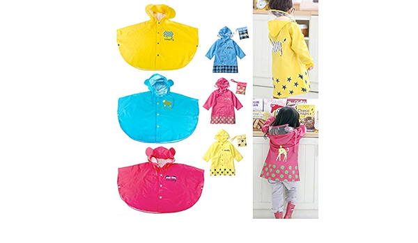 Amazon Co Jp ミッケタ Mikketa レインコート キッズ 子供 ジュニア 雨具 動物柄 3色 可愛い ポンチョ イエロー B S 約80 100cm 服 ファッション小物