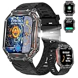 スマートウォッチ【2025年業界新登場 ChatGPT搭載 AI文字盤 GPS内蔵】高輝度懐中電灯 軍用規格 2.01インチ大画面 Bluetooth5.3通話 スポーツウォッチ 3ATM防水 耐衝撃 GPS運動軌跡記録 腕時計 長持ちバッテリー 100+運動モード DIY文字盤 高度計 気圧計 コンパス Lineなどアプリ通知 歩数計 iPhone アンドロイド対応 日本語説明書 (ブラック)