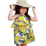 幼児用ベビー女の子ドレス、aritone Girl 's夏バナナプリントドレスプリンセスパーティーチュールドレスwithタッセル 100(3T)