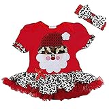 KINDOYO 赤ちゃんの女の子 クリスマスレースドレス幼児王女のファンシーパーティーコスチュームロンパー長袖 / 半袖 のダンスサンタ子供 ドレス / セット