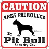 CAUTION AREA PATROLLED By Pit Bull Security Co. サインボード：ピットブル [並行輸入品]
