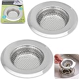 2PCS Stainless-Steel Kitchen Sink Strainer - Large Wide Rim 4.5" Diameter - Perfect for Kitchen Sink