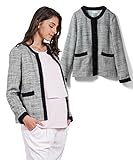 Sweet Mommy マタニティ ジャケット ツイード ノーカラー ネイビー×ブラック L