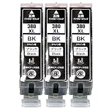 BCI-380XLBK 大容量ブラック 3本セット キヤノン互換インクカートリッジ 380 381 純正と併用可 インク Canon用 PIXUS TS8130 TS8230 TS8330 TS8430 TS6130 TS6230 TS6330 TS7330 TR9530 TR8530 TR703 大容量 残量表示 個別包装 A.I.S製